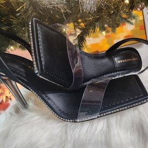 NEW Good American Crystal Crush Lucite® Sandal - size 11 (10) - see below